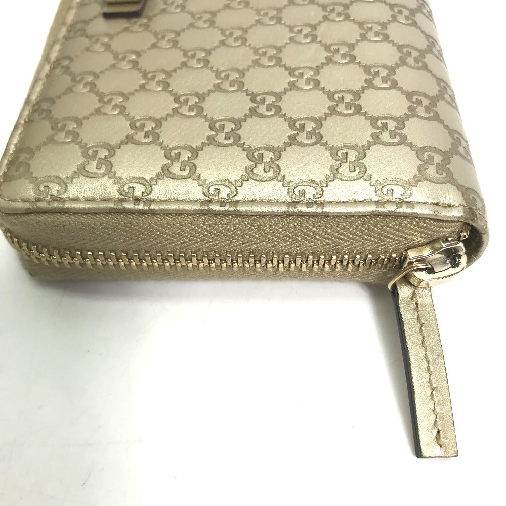 GUCCI 388680 Guccissima Round Zipper GG Long Wallet in Shimmering Leather, Men's, Gold