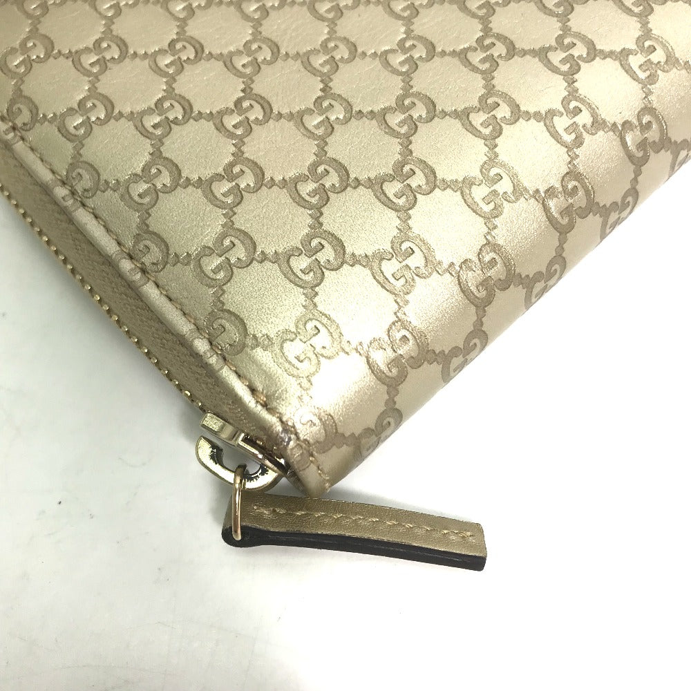 GUCCI 388680 Guccissima Round Zipper GG Long Wallet in Shimmering Leather, Men's, Gold