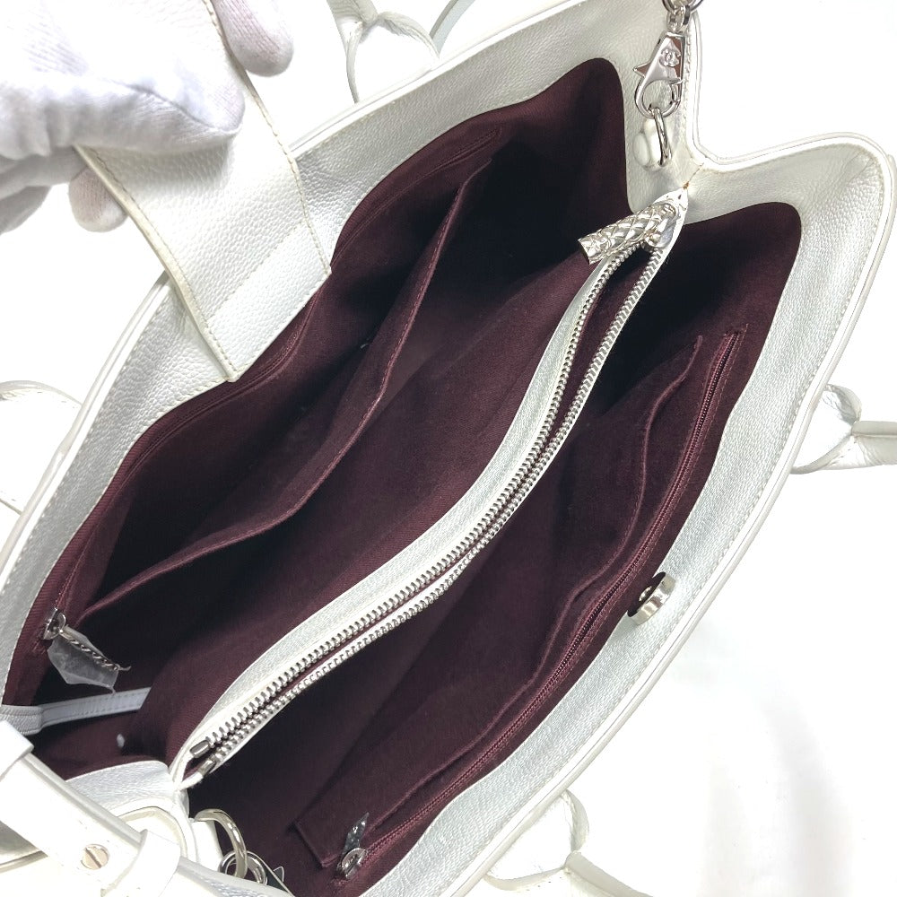 CHANEL A69931 CC ココマーク ネオエグゼクティブ ラージ 2WAY ショルダーバッグ 肩掛け ハンドバッグ キャビアスキン レディース ホワイト - brandshop-reference