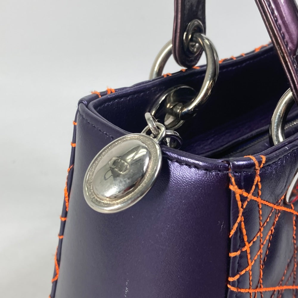 Dior Cannage Lady Dior quilted shoulder bag/handbag in purple leather.