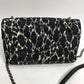 Salvatore Ferragamo E834 Vara Ribbon Leopard Chain Shoulder Bag in Nylon/Leather, Black
