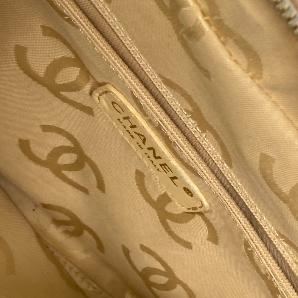 CHANEL CC Coco Mark Wild Stitch Vintage Boston Bag Shoulder Bag Handbag Leather Women's Beige