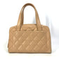 CHANEL CC Coco Mark Wild Stitch Vintage Boston Bag Shoulder Bag Handbag Leather Women's Beige
