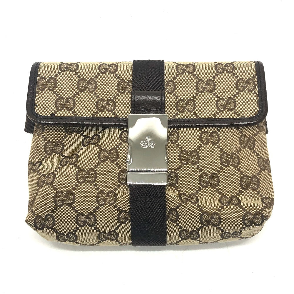 GUCCI 131236 GG Body Bag, Waist Pouch, Belt Bag, Waist Bag, GG Canvas, Unisex, Beige/Brown