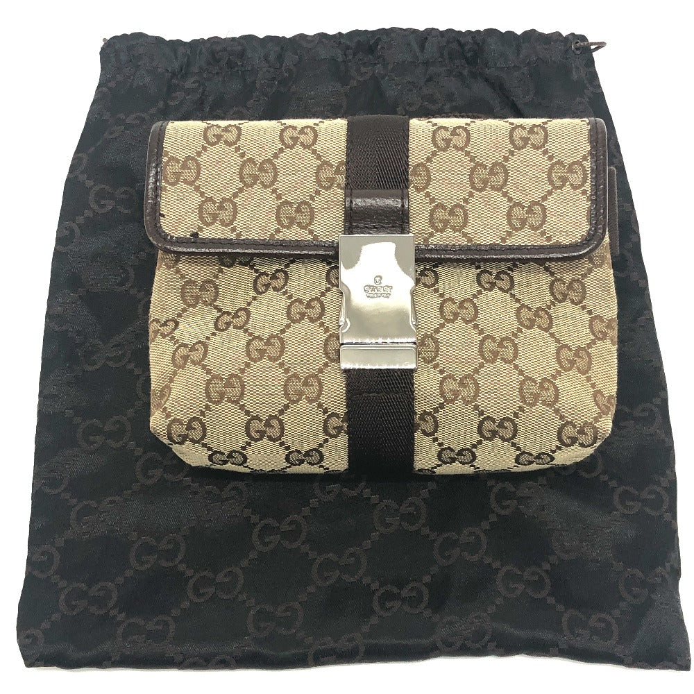 GUCCI 131236 GG Body Bag, Waist Pouch, Belt Bag, Waist Bag, GG Canvas, Unisex, Beige/Brown
