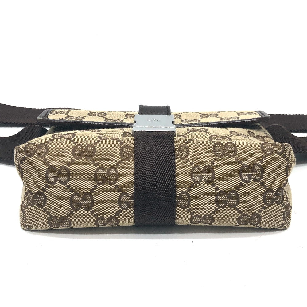 GUCCI 131236 GG Body Bag, Waist Pouch, Belt Bag, Waist Bag, GG Canvas, Unisex, Beige/Brown