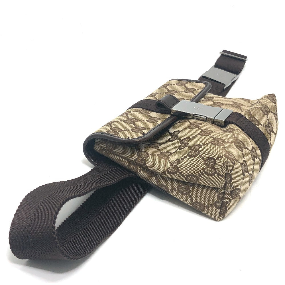 GUCCI 131236 GG Body Bag, Waist Pouch, Belt Bag, Waist Bag, GG Canvas, Unisex, Beige/Brown