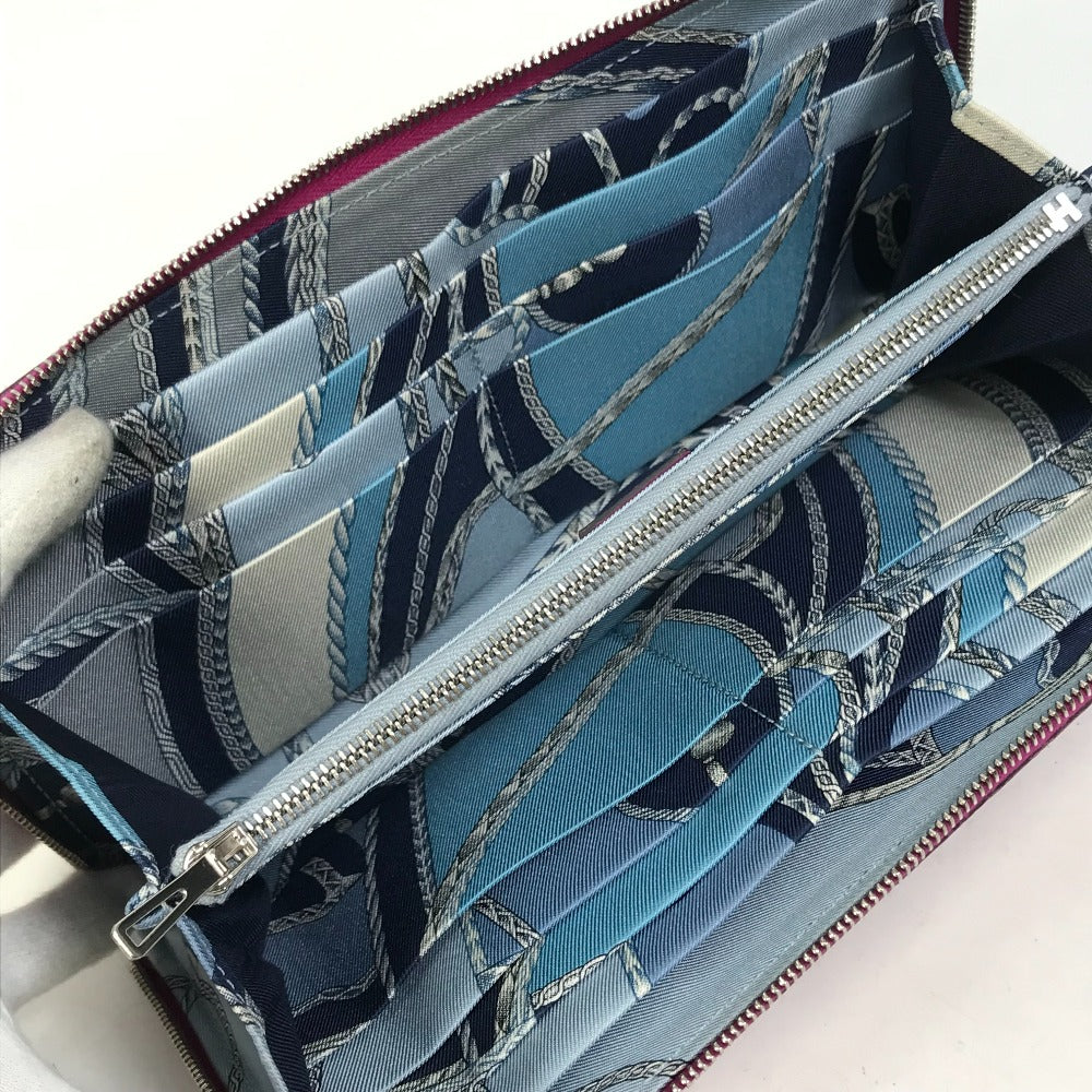 HERMES Azap Long Silk-in Round Zip Wallet, Epsom Leather, Women's, Tosca Purple