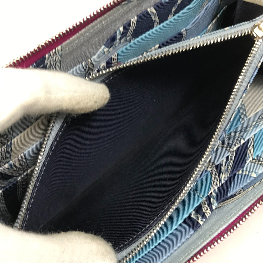 HERMES Azap Long Silk-in Round Zip Wallet, Epsom Leather, Women's, Tosca Purple