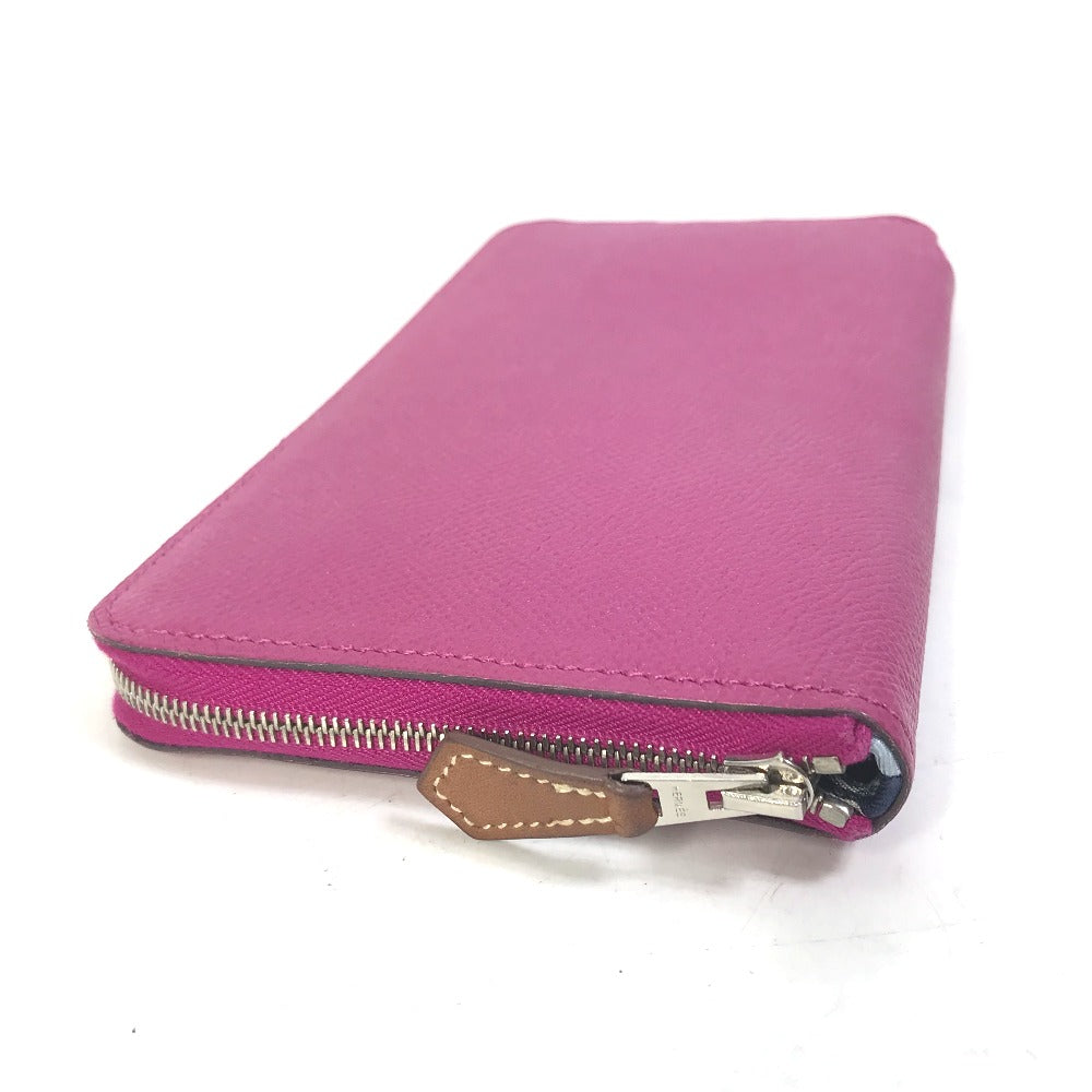 HERMES Azap Long Silk-in Round Zip Wallet, Epsom Leather, Women's, Tosca Purple