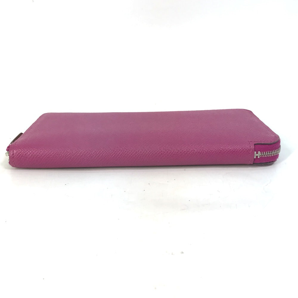 HERMES Azap Long Silk-in Round Zip Wallet, Epsom Leather, Women's, Tosca Purple