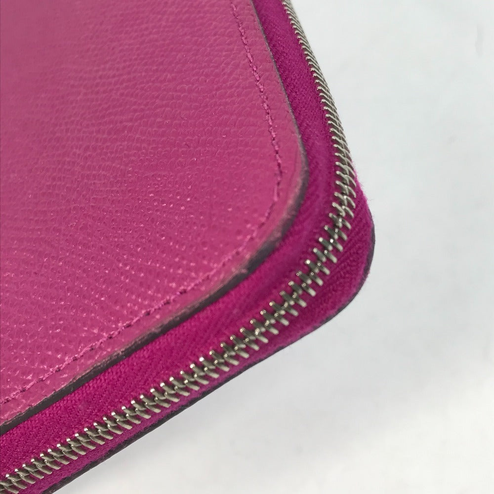 HERMES Azap Long Silk-in Round Zip Wallet, Epsom Leather, Women's, Tosca Purple