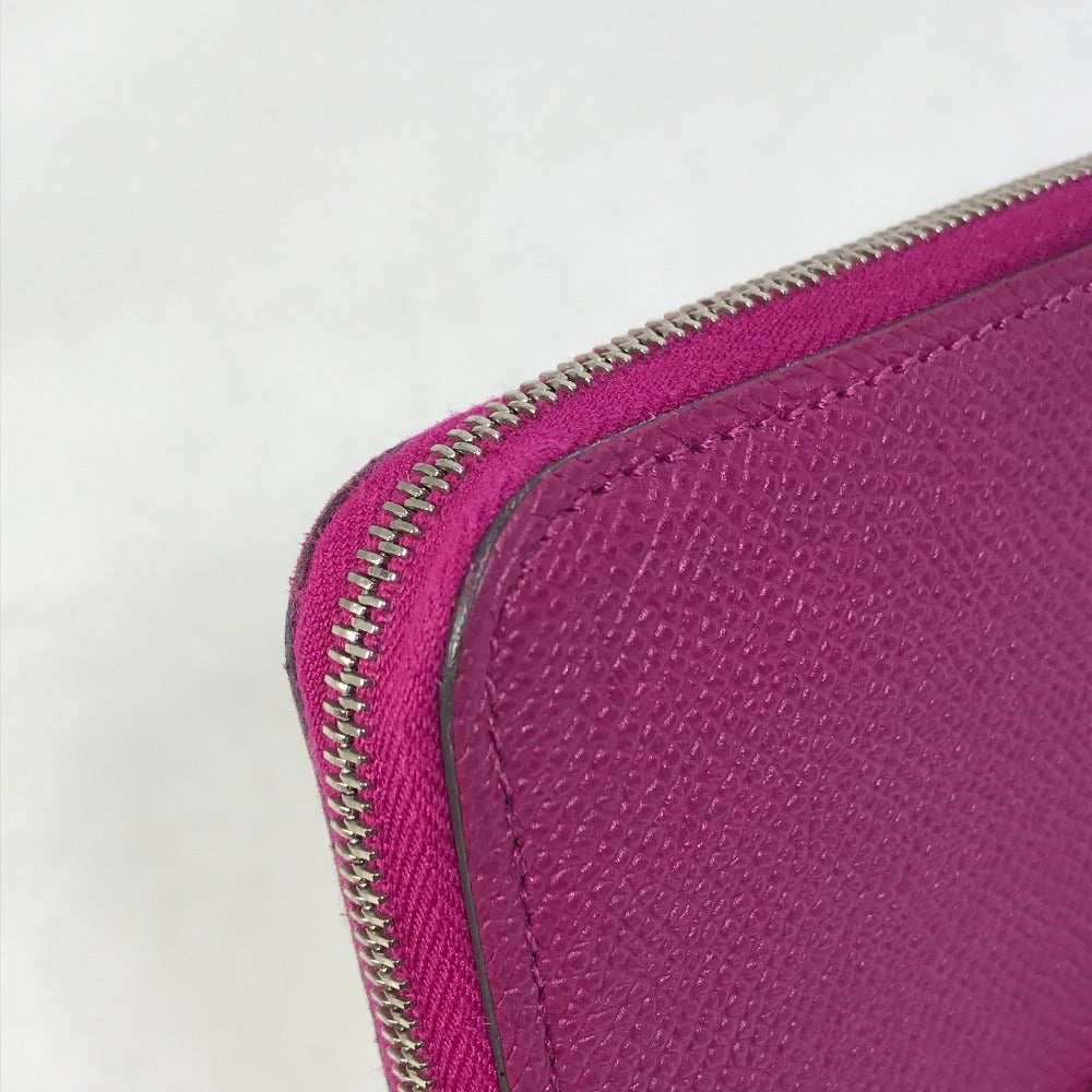 HERMES Azap Long Silk-in Round Zip Wallet, Epsom Leather, Women's, Tosca Purple