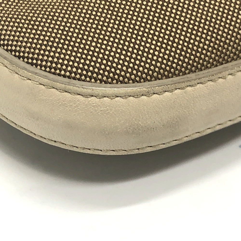 PRADA BT0706 Logo Jacquard Shoulder Bag in Canvas/Leather, Beige