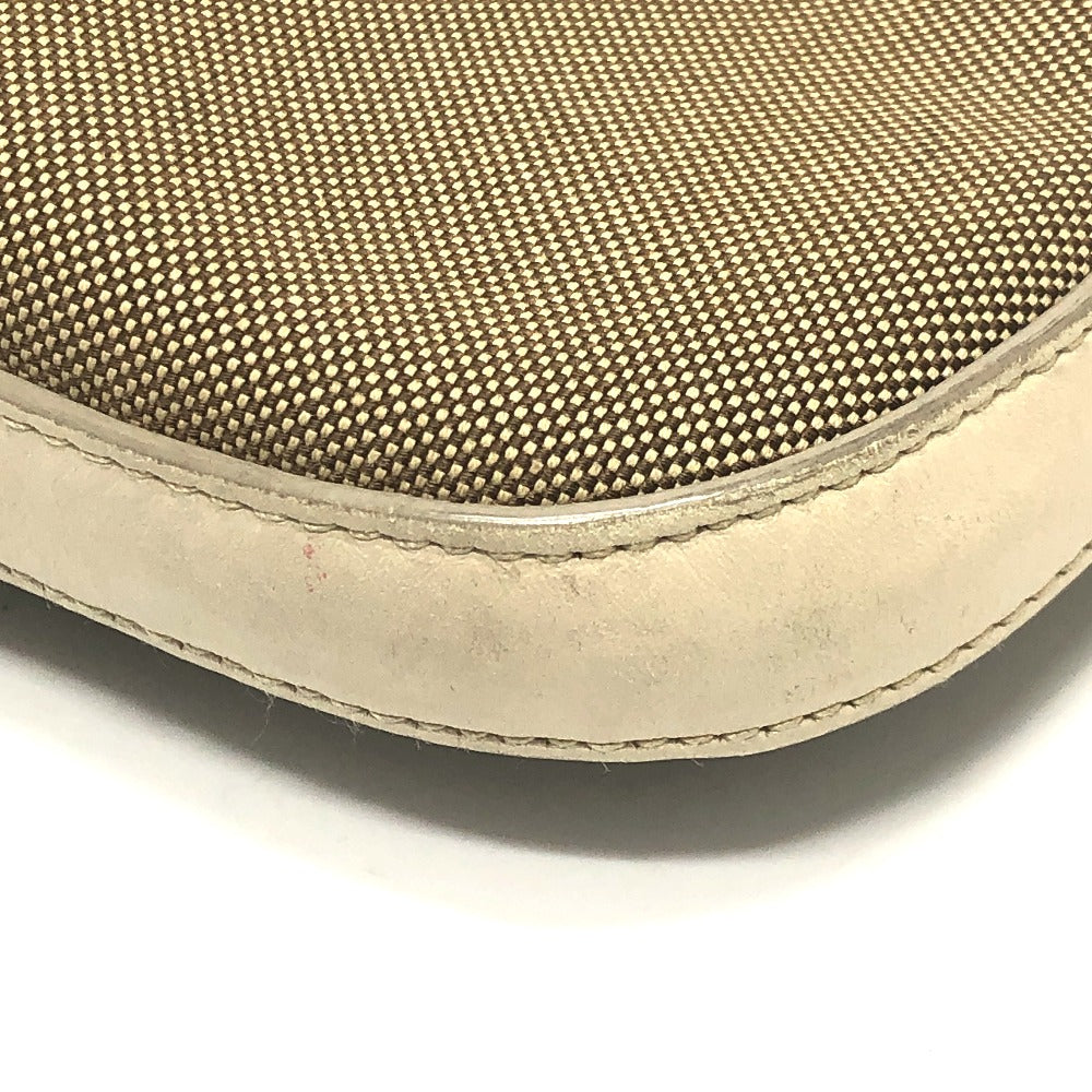 PRADA BT0706 Logo Jacquard Shoulder Bag in Canvas/Leather, Beige
