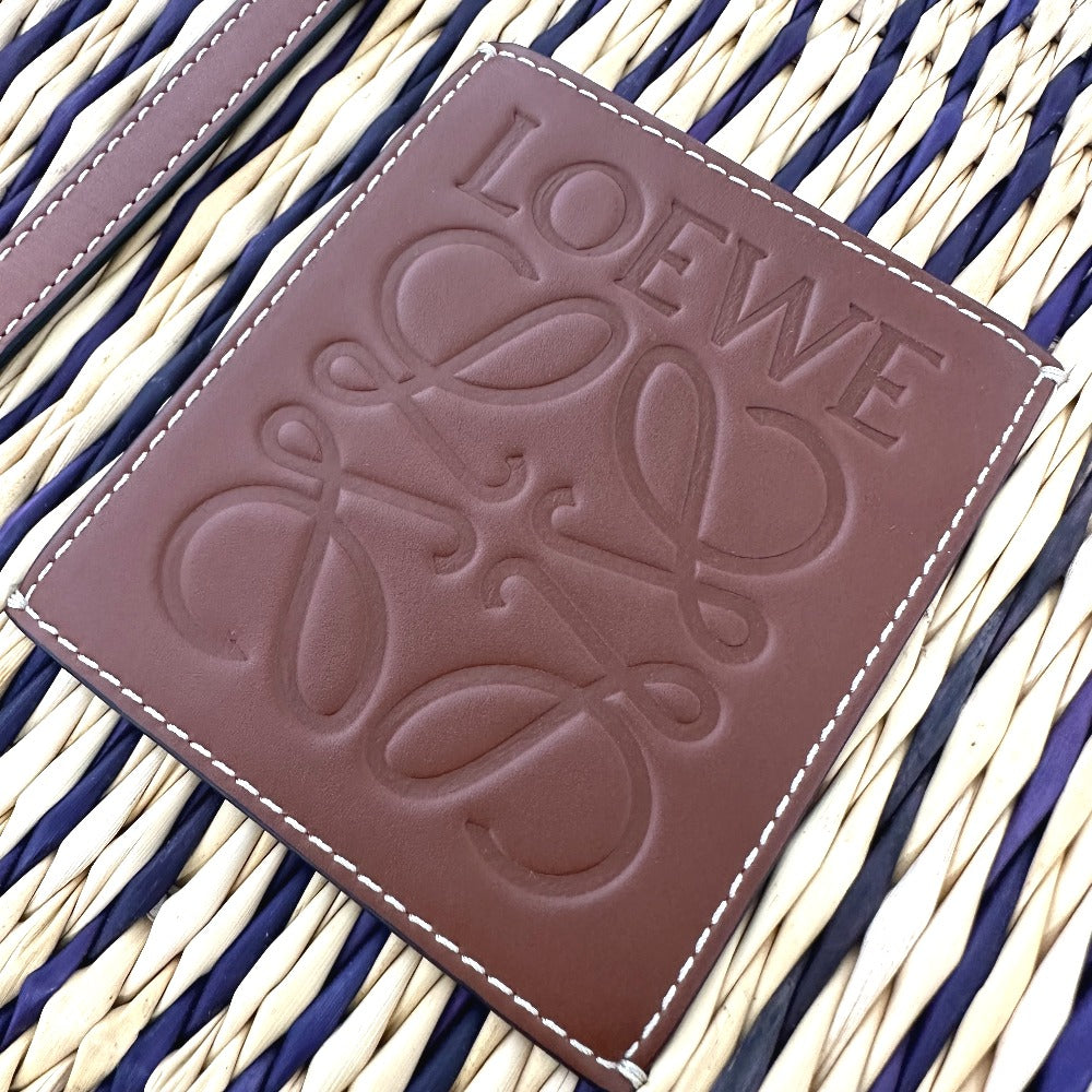 LOEWE スクエア アナグラム ストローバッグ カゴバッグ トートバッグ ストロー/レザー レディース ベージュ - brandshop-reference