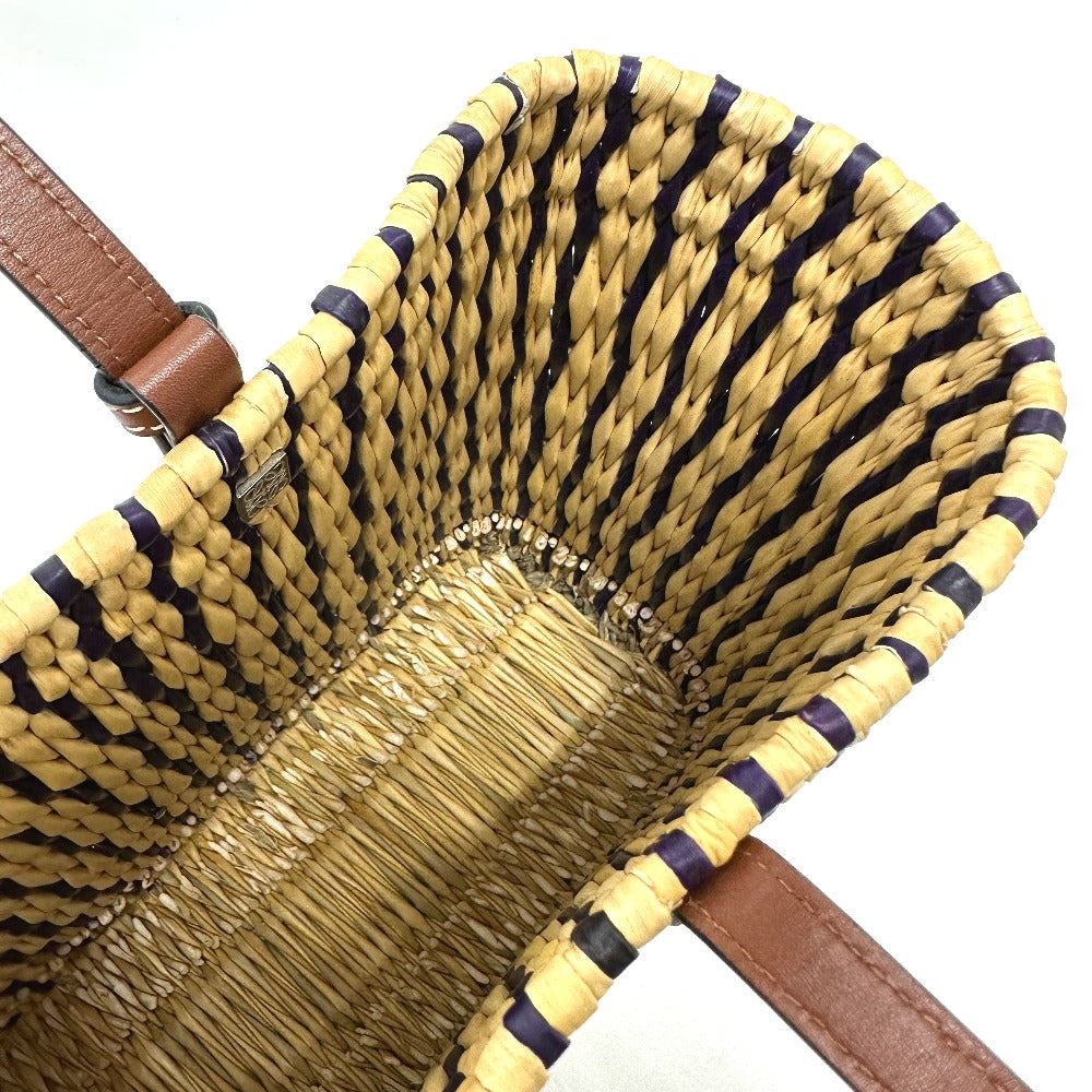 LOEWE スクエア アナグラム ストローバッグ カゴバッグ トートバッグ ストロー/レザー レディース ベージュ - brandshop-reference