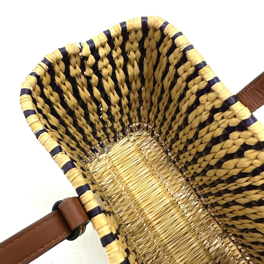 LOEWE スクエア アナグラム ストローバッグ カゴバッグ トートバッグ ストロー/レザー レディース ベージュ - brandshop-reference