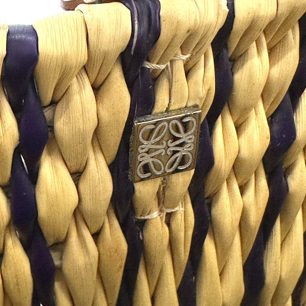 LOEWE スクエア アナグラム ストローバッグ カゴバッグ トートバッグ ストロー/レザー レディース ベージュ - brandshop-reference