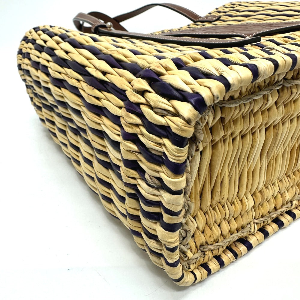 LOEWE スクエア アナグラム ストローバッグ カゴバッグ トートバッグ ストロー/レザー レディース ベージュ - brandshop-reference