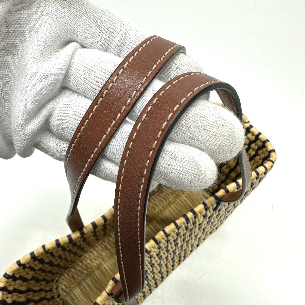 LOEWE スクエア アナグラム ストローバッグ カゴバッグ トートバッグ ストロー/レザー レディース ベージュ - brandshop-reference
