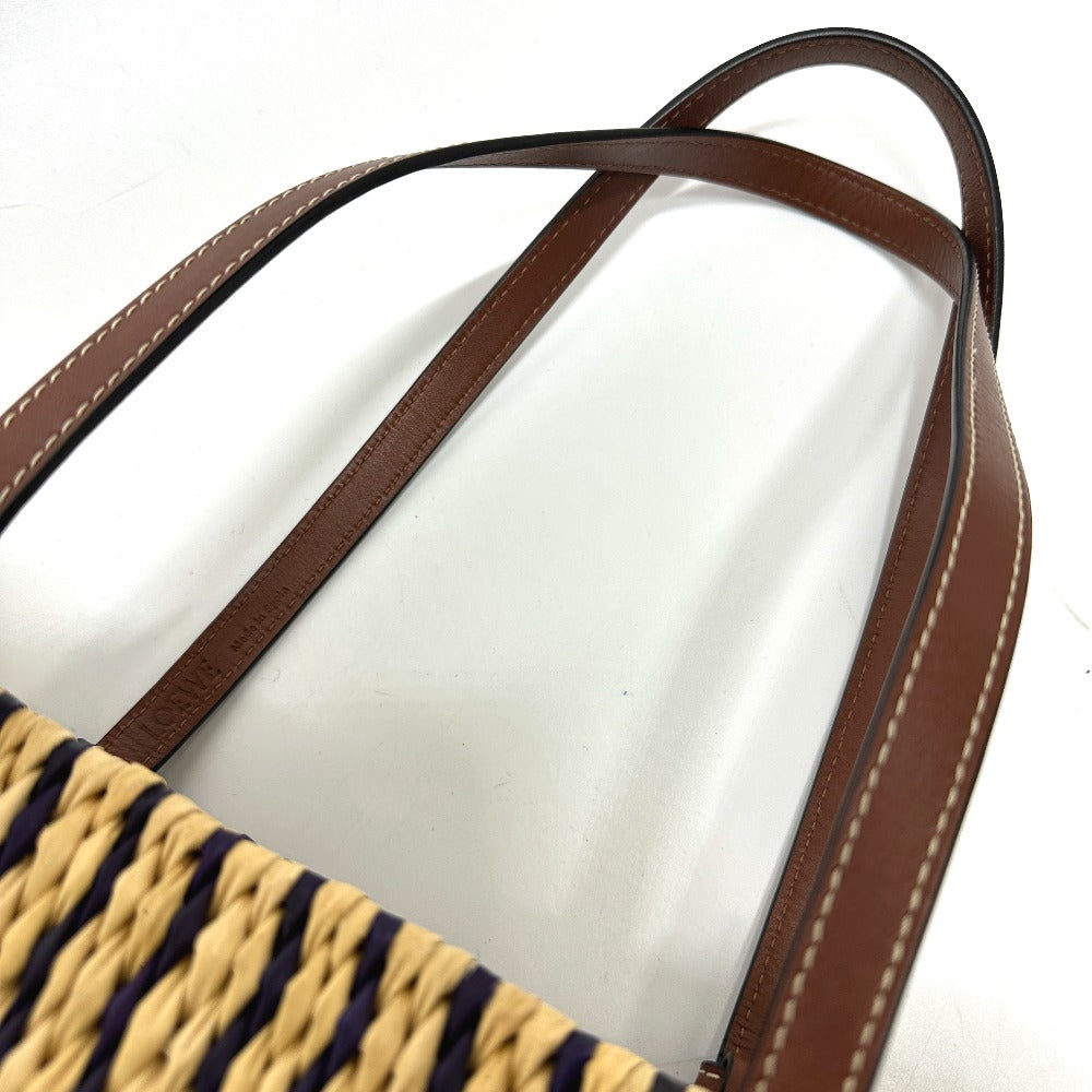 LOEWE スクエア アナグラム ストローバッグ カゴバッグ トートバッグ ストロー/レザー レディース ベージュ - brandshop-reference