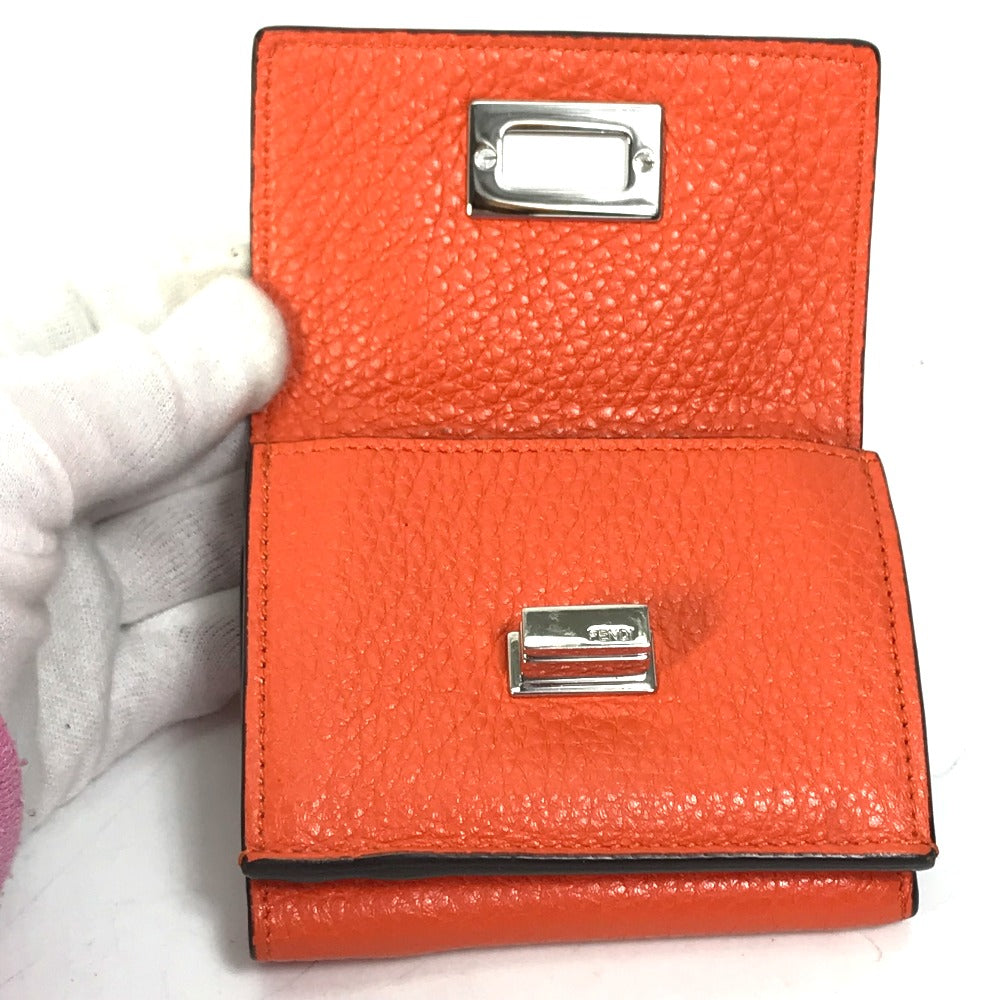 FENDI 8M0426 Peekaboo Trifold Wallet, Leather, Women's, Orange