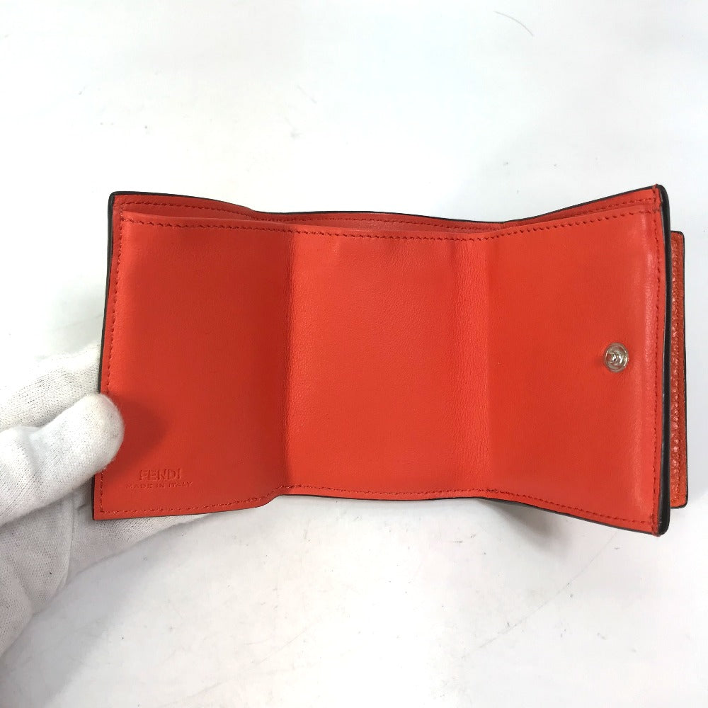 FENDI 8M0426 Peekaboo Trifold Wallet, Leather, Women's, Orange