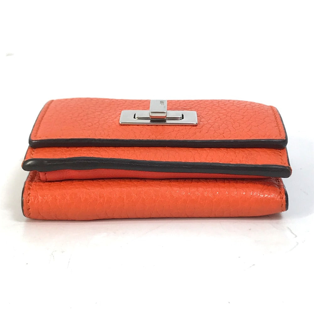 FENDI 8M0426 Peekaboo Trifold Wallet, Leather, Women's, Orange