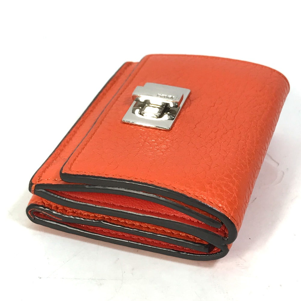 FENDI 8M0426 Peekaboo Trifold Wallet, Leather, Women's, Orange