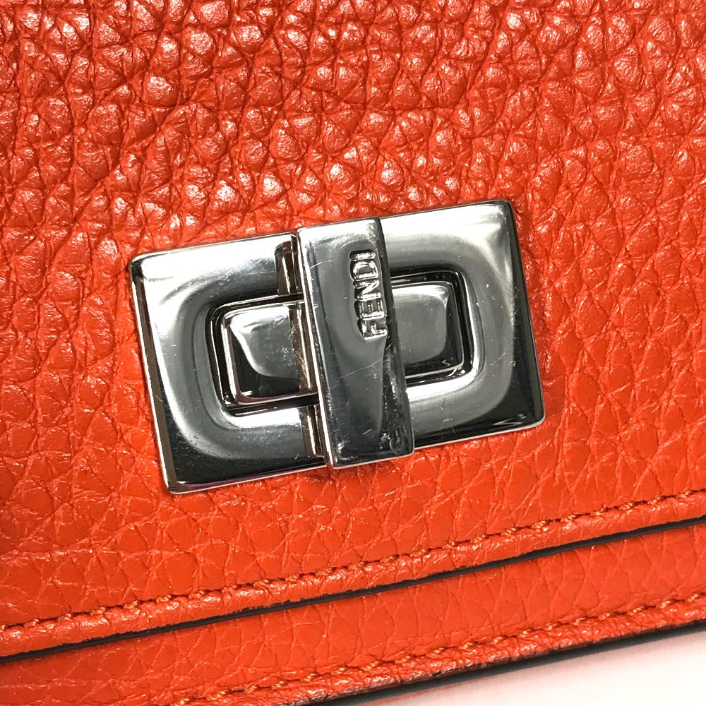 FENDI 8M0426 Peekaboo Trifold Wallet, Leather, Women's, Orange