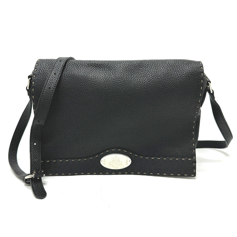 FENDI 8BT116 Selleria Crossbody Bag/Shoulder Bag in Black Leather, Unisex
