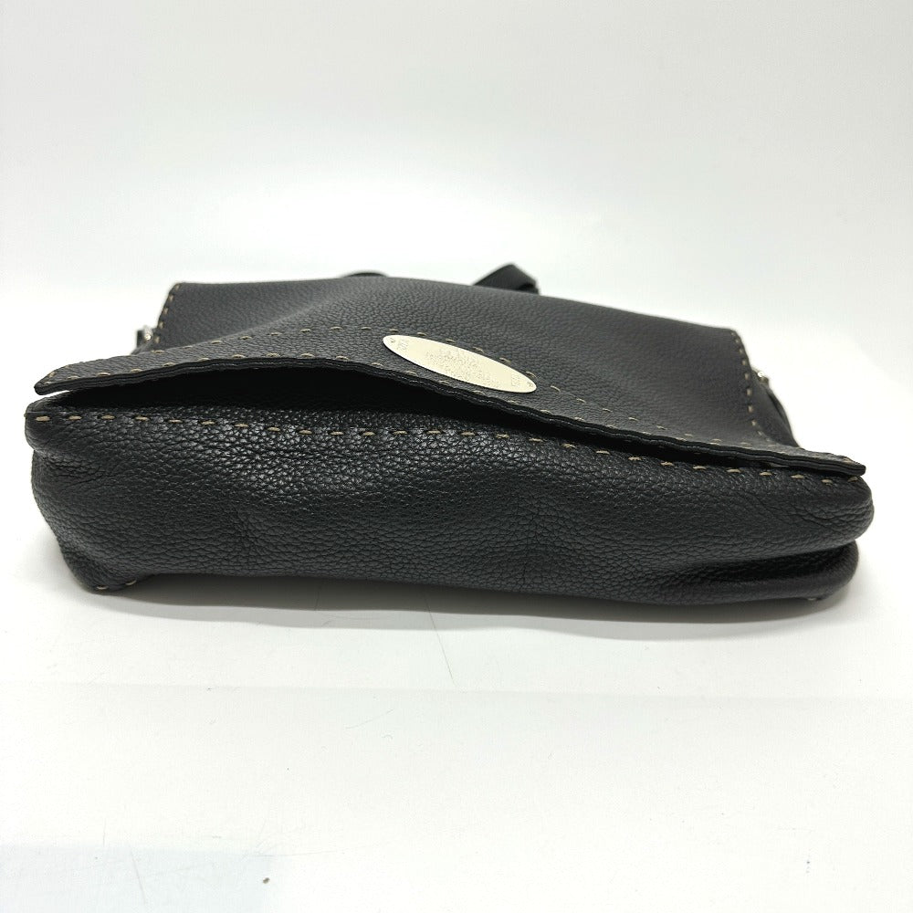 FENDI 8BT116 Selleria Crossbody Bag/Shoulder Bag in Black Leather, Unisex
