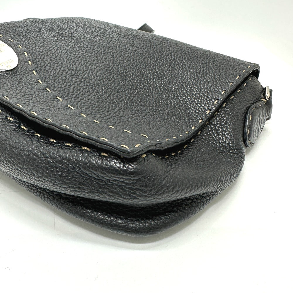 FENDI 8BT116 Selleria Crossbody Bag/Shoulder Bag in Black Leather, Unisex