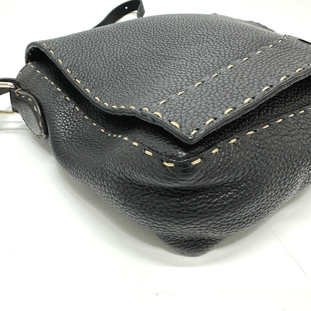 FENDI 8BT116 Selleria Crossbody Bag/Shoulder Bag in Black Leather, Unisex