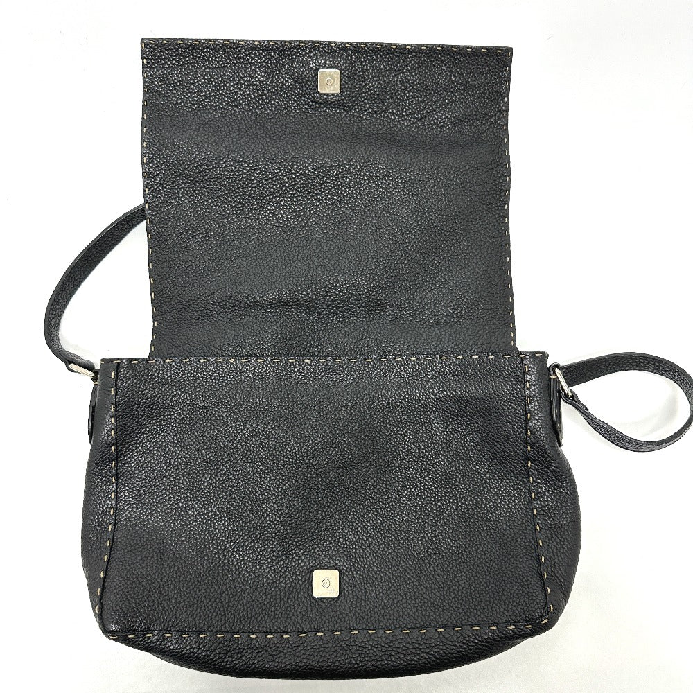 FENDI 8BT116 Selleria Crossbody Bag/Shoulder Bag in Black Leather, Unisex