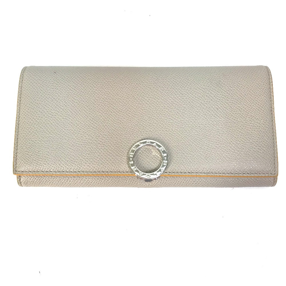 BVLGARI ブルガリ ブルガリ ロゴクリップ 2つ折り 2つ折り財布 レザー レディース グレー×イエロー