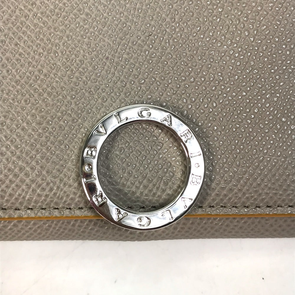 BVLGARI ブルガリ ブルガリ ロゴクリップ 2つ折り 2つ折り財布 レザー レディース グレー×イエロー