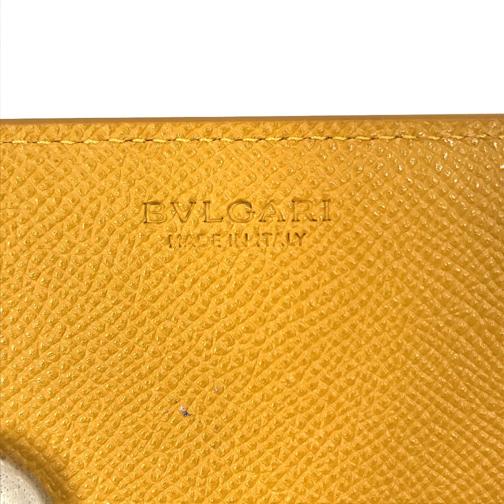 BVLGARI ブルガリ ブルガリ ロゴクリップ 2つ折り 2つ折り財布 レザー レディース グレー×イエロー
