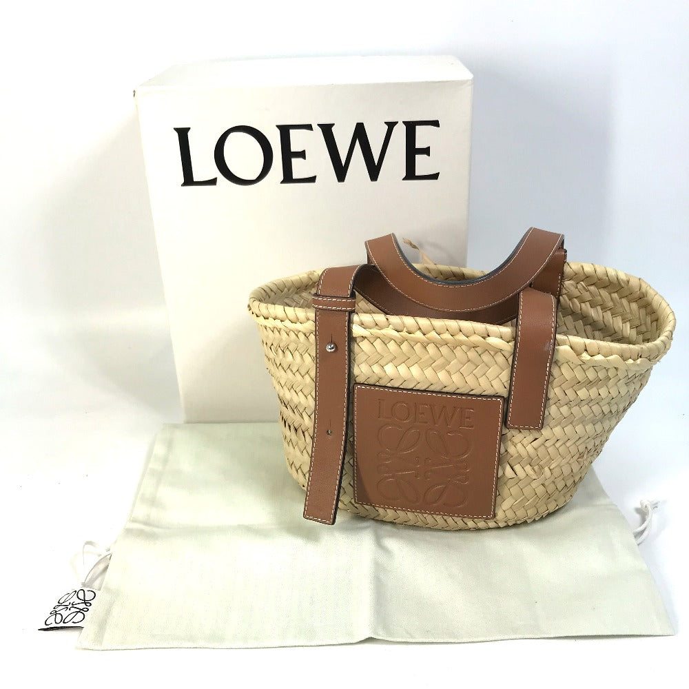 LOEWE 327.02.S92 アナグラム ストローバッグ バスケット スモール 籠バッグ ハンドバッグ ラフィア レディース ベージュ - brandshop-reference
