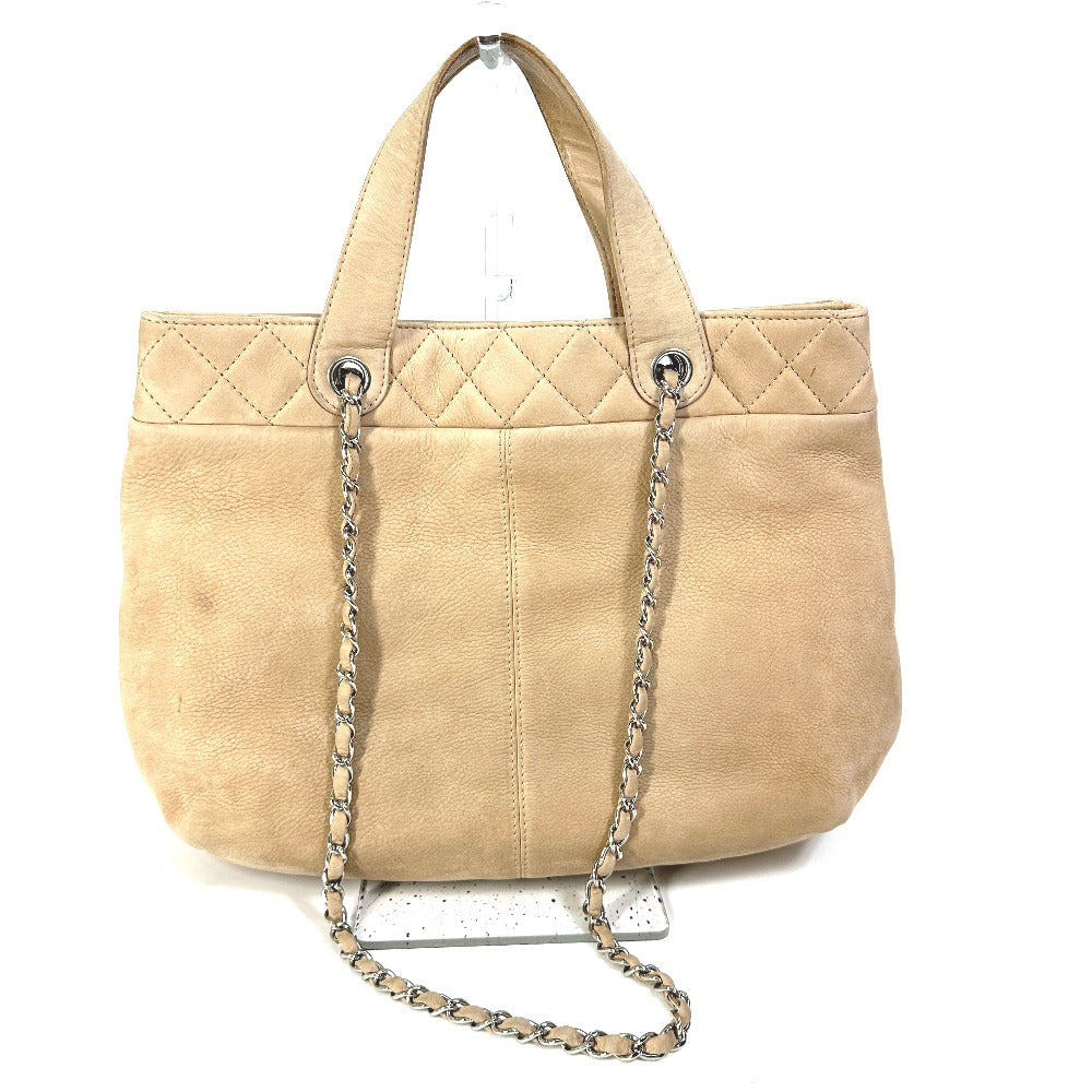 CHANEL Coco Mark Chain Bag, 2-Way Tote Bag, Shoulder Bag, Suede, Women's, Beige