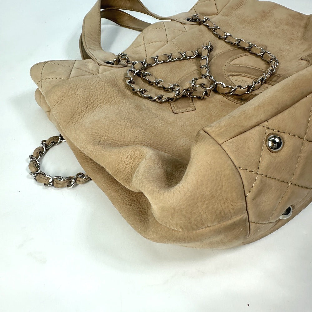 CHANEL Coco Mark Chain Bag, 2-Way Tote Bag, Shoulder Bag, Suede, Women's, Beige