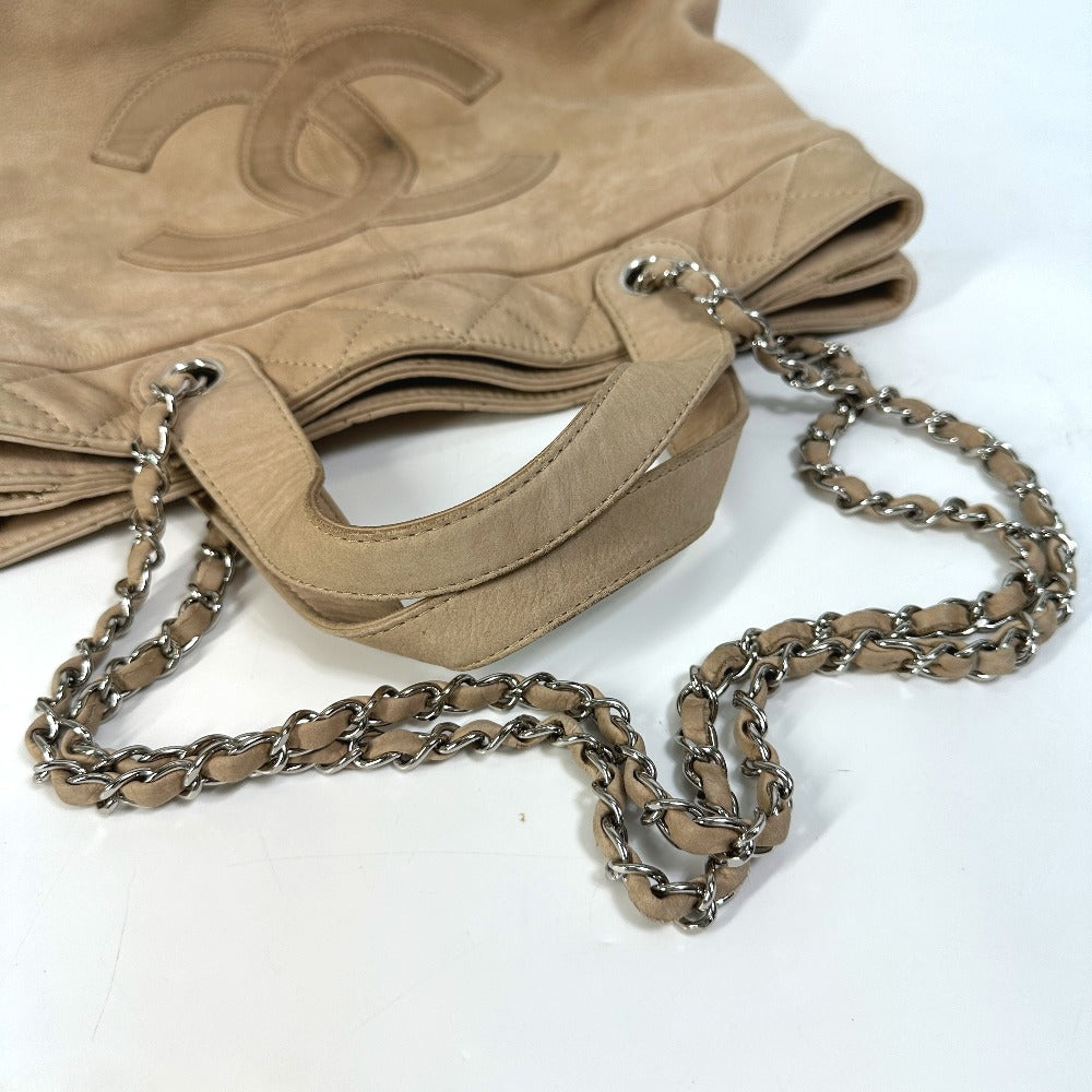 CHANEL Coco Mark Chain Bag, 2-Way Tote Bag, Shoulder Bag, Suede, Women's, Beige