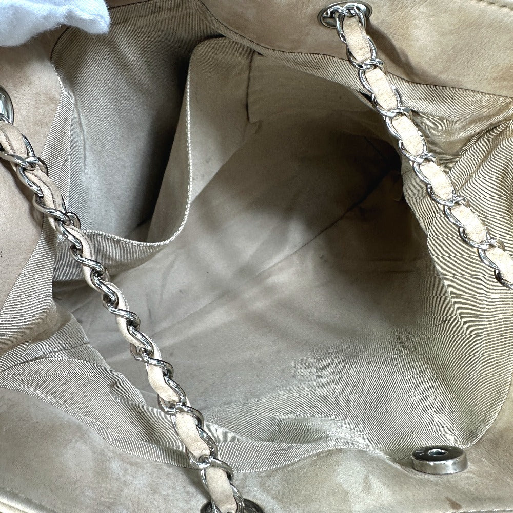 CHANEL Coco Mark Chain Bag, 2-Way Tote Bag, Shoulder Bag, Suede, Women's, Beige