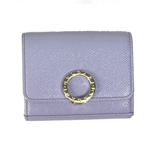 BVLGARI ブルガリブルガリ コンパクト 3つ折り財布 レザー レディース パープル