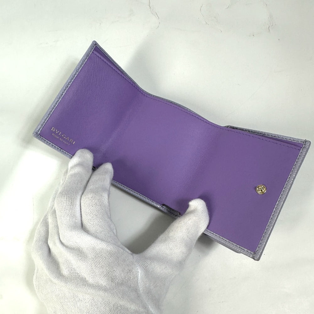 BVLGARI BVLGARI Compact Tri-fold Wallet, Leather, Women's, Purple