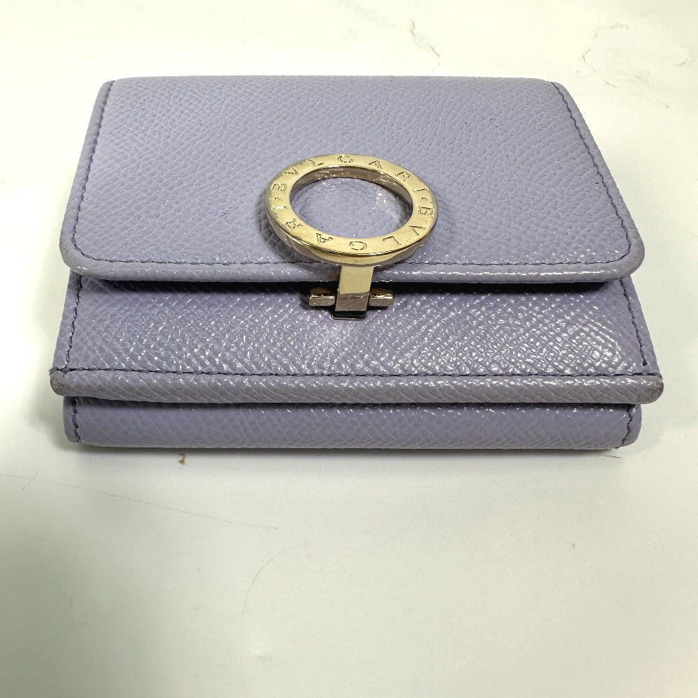 BVLGARI BVLGARI Compact Tri-fold Wallet, Leather, Women's, Purple