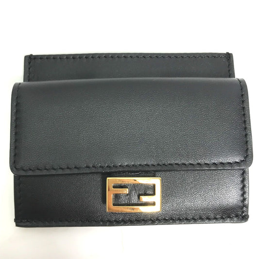 FENDI 8M0423 Baguette Card Holder/Coin Purse/Wallet/Coin Case Leather Women's Black