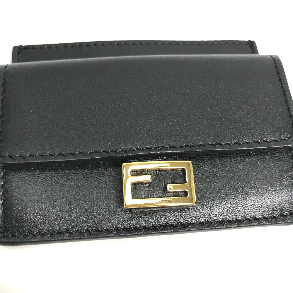 FENDI 8M0423 Baguette Card Holder/Coin Purse/Wallet/Coin Case Leather Women's Black