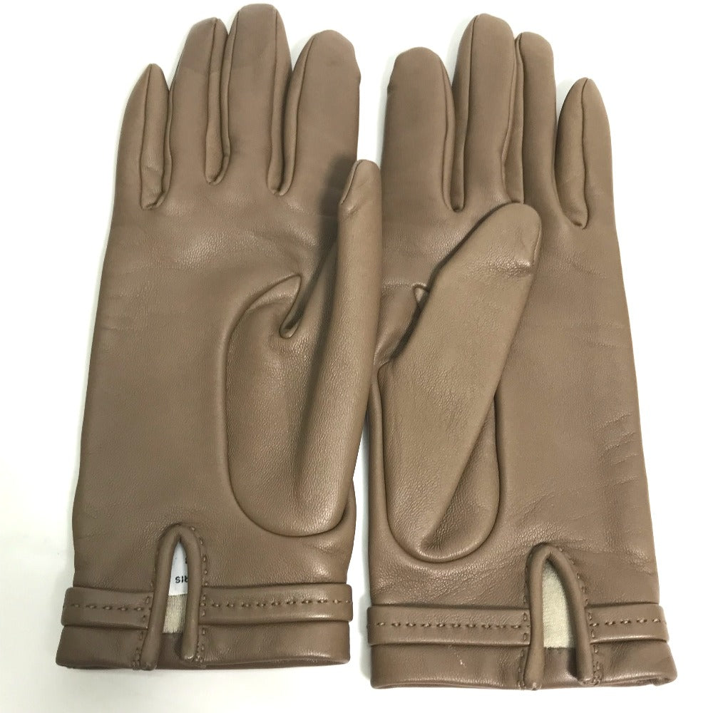 HERMES Heart Dream Love Gloves, Women's Lambskin Etoupe Gloves in Gray